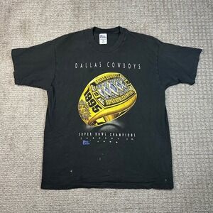 Vintage Dallas Cowboys 1996 Super Bowl Champions T Shirt Pro Layer Black XL Ring